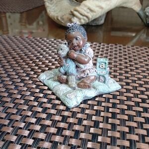 Sarah's Attic Adorable Baby Figurine with Teddy Bear